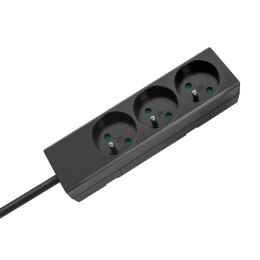 Przedłużacz 3 gniazda 5m typu francuskiego bez przełącznika (3x1,5mm) Rebel czarny