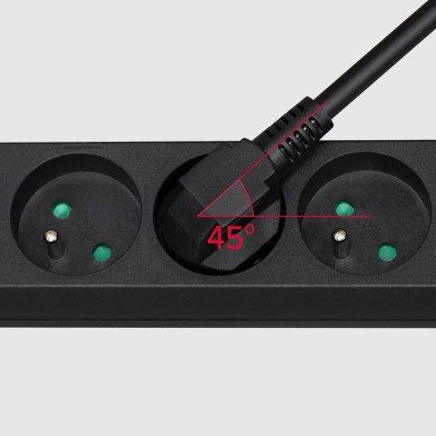 Przedłużacz 4 gniazda 5m typu francuskiego bez przełącznika (3x1,5mm) Rebel czarny