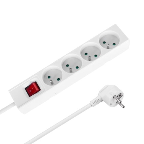 Przedłużacz 4 gniazda 5m typu francuskiego z przełącznikiem (3x1,5mm) Rebel biały