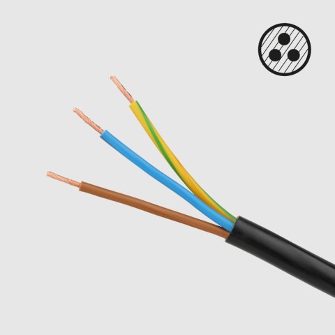 Przedłużacz 5 gniazd 5m typu francuskiego bez przełącznika (3x1,5mm) Rebel czarny