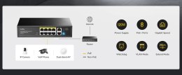 SWITCH POE GS1010P 8-PORTOWY + 2X UPLINK CUDY