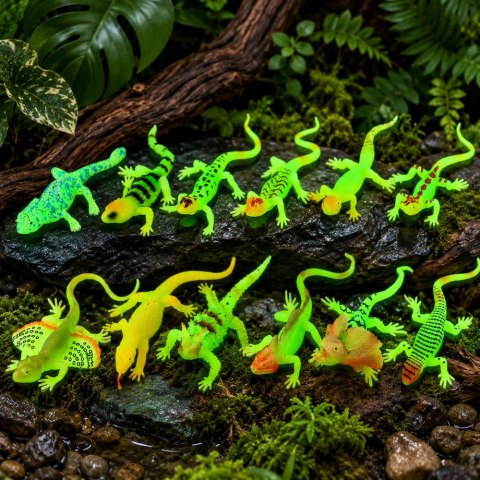 Gumowa Figurka Jaszczurka Fluorescencyjna Świecąca W Ciemności Zielona 15cm
