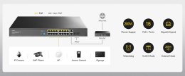SWITCH POE GS1018PS2 16-PORTOWY + 2X UPLINK + 2X SFP CUDY