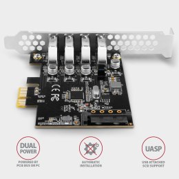 Kontroler Axagon PCEU-43RS PCIe 4x port USB 3.2 GEN 1, UASP, chipset 15-pin