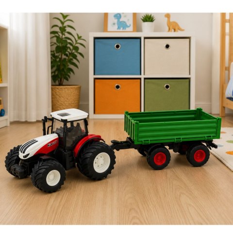 Traktor Rolniczy Z Przyczepą Wywrotką Zdalnie Sterowany Światła Dźwięk 1:24