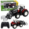Traktor Rolniczy z Chwytakiem Do Bel Zdalnie Sterowany RC Czerwony 1:24