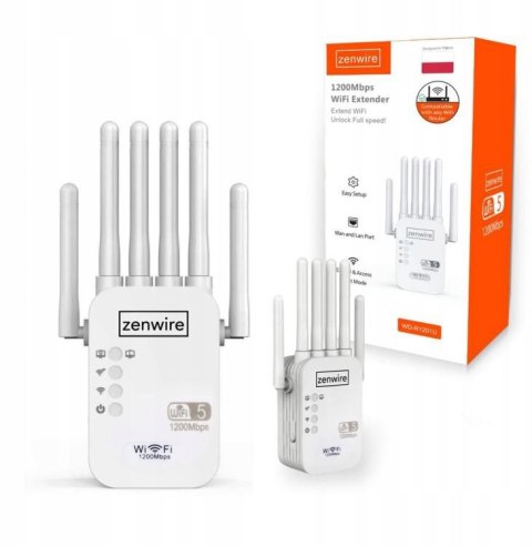 Wzmacniacz Sygnału Repeater WiFi 5 Zewnętrzny Zenwire WD-R1201U 1200 Mb/s