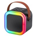Zestaw Do Karaoke Głośnik Bluetooth Dwa Mikrofony Światła LED Czarny