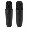 Zestaw Do Karaoke Głośnik Bluetooth Dwa Mikrofony Światła LED Czarny