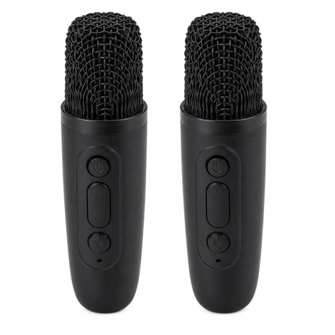 Zestaw Do Karaoke Głośnik Bluetooth Dwa Mikrofony Światła LED Czarny