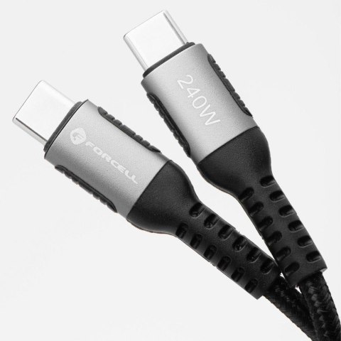 KABEL USB-C / USB-C Forcell F-Energy Cafule 50 cm 240 W 5A PD QC 4.0 CZARNY