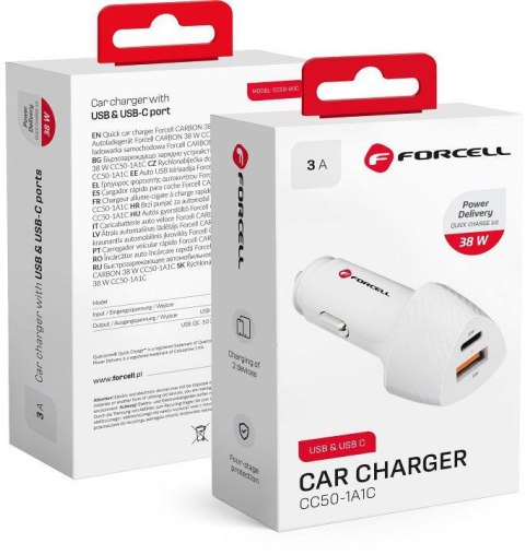 ŁADOWARKA SAMOCHODOWA Forcell Carbon CC50-1A1C 38 W 1x USB-C 1x PD 3.0 QC