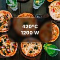 Piec do pizzy TEESA SUPREME FUN 1200W, 400 stopni, dwie grzałki, czarny