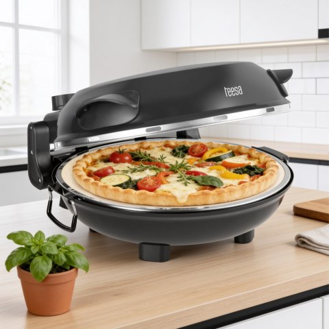 Piec do pizzy TEESA SUPREME FUN 1200W, 400 stopni, dwie grzałki, czarny
