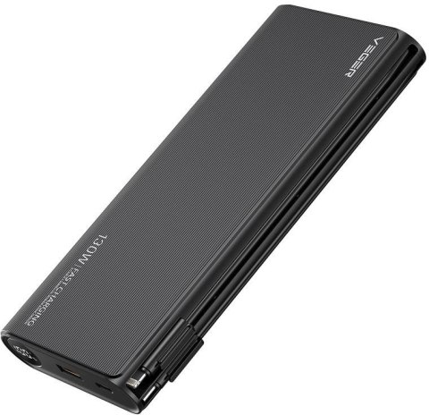 Powerbank Veger 25000 mAh 130 W PD QC 3.0 USB-A USB-C czarny z kablami