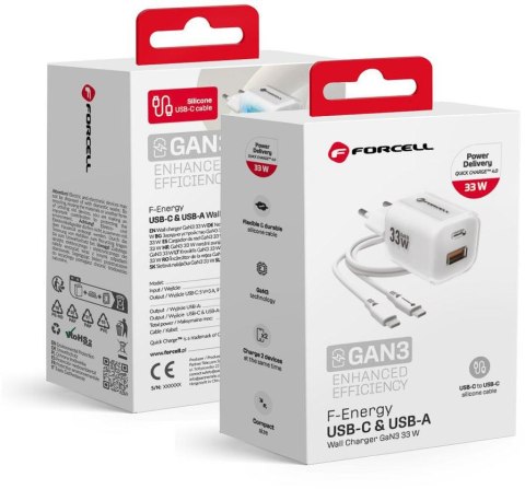 ŁADOWARKA SIECIOWA Forcell F-Energy GaN III VT-41 33 W 1x USB-C 1x 3.0 4.0