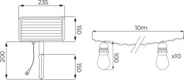 SOLARNA GIRLANDA OGRODOWA LED BEMKO SOLBEE 3W 3000K 10SZT 10M IP65 CZARNA C83-SOB-003BL-3K