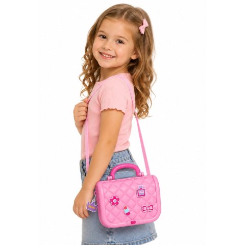 Przenośny Zestaw Piękności 2w1 Walizka Lusterko Kosmetyki Akcesoria Różowy