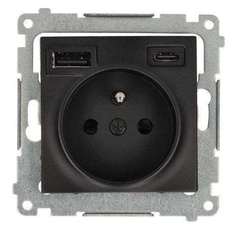 SIMON 54 MODUŁ CZARNY MAT GNIAZDO 1X Z/U 16A 250V + 2X USB TYP A+C 2.1A 16A