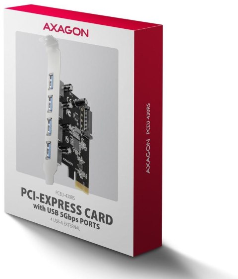 Kontroler Axagon PCEU-430RS PCIe 4x port USB 3.2 GEN 1 15-pin SATA
