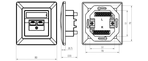 GNIAZDO KOŃCOWE RJ-45 SX9-2-6-UTP-WH SOLARIX