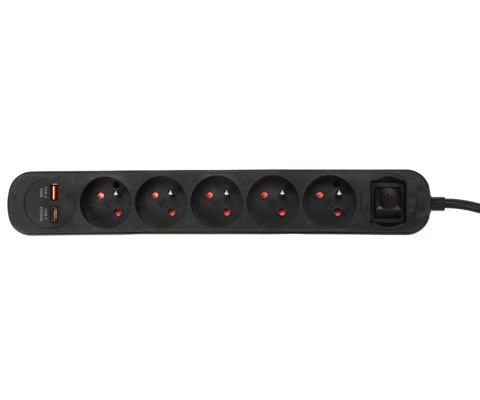LISTWA ZASILAJĄCA PS-6/B/1.5M (5 GNIAZD + 2 USB) 1.5 m VIRONE