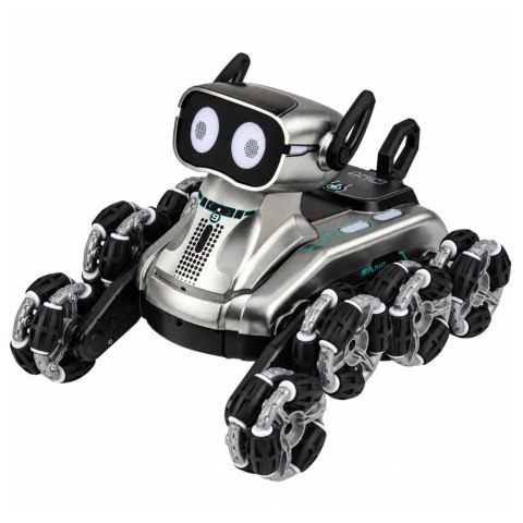 Pies Robot Zdalnie Sterowany RC 8 Kół Tryb Demo Sztuczki Srebrny