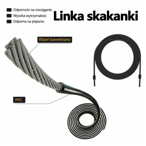 Skakanka Treningowa Sportowa Metalowe Uchwyty Łożyska Regulowana 3M