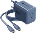 Ładowarka sieciowa Forcell F-Energy GaN III VT-60 60W PD QC 4.0+ 2x USB-C granatowa + kabel USB-C