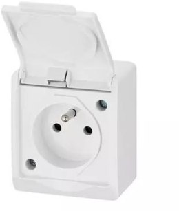 HERMES BIAŁY GNIAZDO NT 1X Z/U Z KLAPKĄ IP44 ZACISKI ŚRUBOWE 16A 250V 0321-02