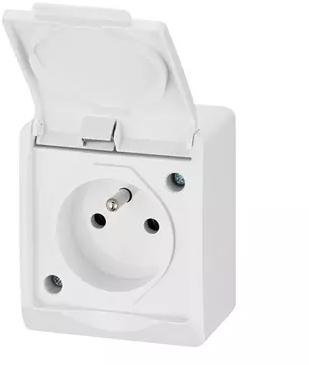 HERMES BIAŁY GNIAZDO NT 1X Z/U Z KLAPKĄ IP44 ZACISKI ŚRUBOWE 16A 250V 0321-02