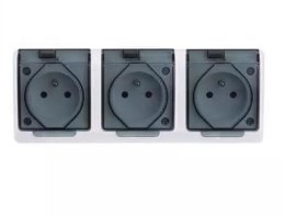 HERMES BIAŁY GNIAZDO NT 3X Z/U Z KLAPKĄ DYMNĄ IP44 ZACISKI ŚRUBOWE 16A 250V 0323-01