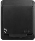 HERMES CZARNY GNIAZDO NT 1X Z/U Z KLAPKĄ 2P+Z IP44 ZACISKI ŚRUBOWE 16A 250V 0321-09