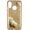 Etui Brokat Glitter LG K10 2018 złoty kwiat