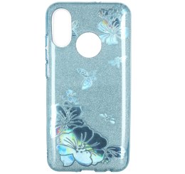 Etui Brokat Glitter SAMSUNG GALAXY J6 niebieski kwiat