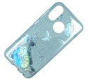 Etui Brokat Glitter SAMSUNG GALAXY J6 niebieski kwiat