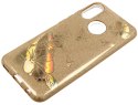 Etui Brokat Glitter SAMSUNG GALAXY J6 złoty kwiat