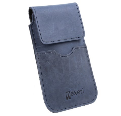 Etui Kabura skórzana do paska pionowa otwierana portfel Nexeri Flap Leather IPHONE X/XS/SAMSUNG GALAXY S6/S20 granatowe