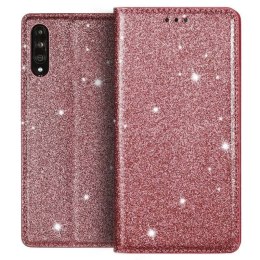 Etui HUAWEI P40 LITE portfel z klapką Flip Magnet Shine Brokat różowe