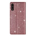 Etui HUAWEI P40 LITE portfel z klapką Flip Magnet Shine Brokat różowe