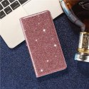 Etui HUAWEI Y6P portfel z klapką Flip Magnet Shine Brokat różowe