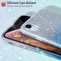 Etui HUAWEI P40 LITE E Brokat Glitter srebrno-niebieskie