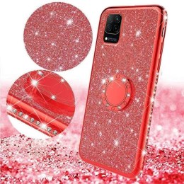 Etui HUAWEI Y5P Diamond Ring Brokat czerwony