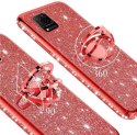 Etui HUAWEI Y5P Diamond Ring Brokat czerwony