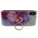 Etui IPHONE 12 MINI Marble Ring Holder Pierścień fioletowo-niebieskie