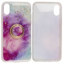 Etui IPHONE 12 MINI Marble Ring Holder Pierścień fioletowo-niebieskie