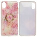 Etui IPHONE 12 MINI Marble Ring Holder Pierścień jasny róż