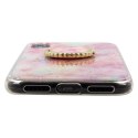 Etui IPHONE 12 MINI Marble Ring Holder Pierścień jasny róż