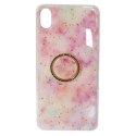 Etui IPHONE 12 MINI Marble Ring Holder Pierścień jasny róż