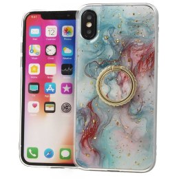 Etui IPHONE 12 MINI Marble Ring Holder Pierścień turkusowe